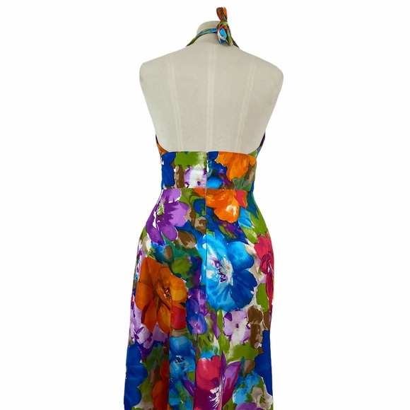 Tori Richards 70s Honolulu Floral Pastel Halter dress size 10 - Picture 4 of 16